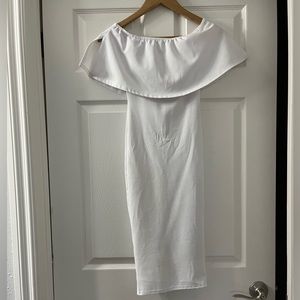 White off the shoulder midi dress